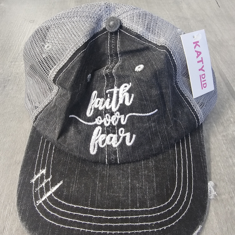 Katydid Black & Gray 'Faith Over Fear'  Hat